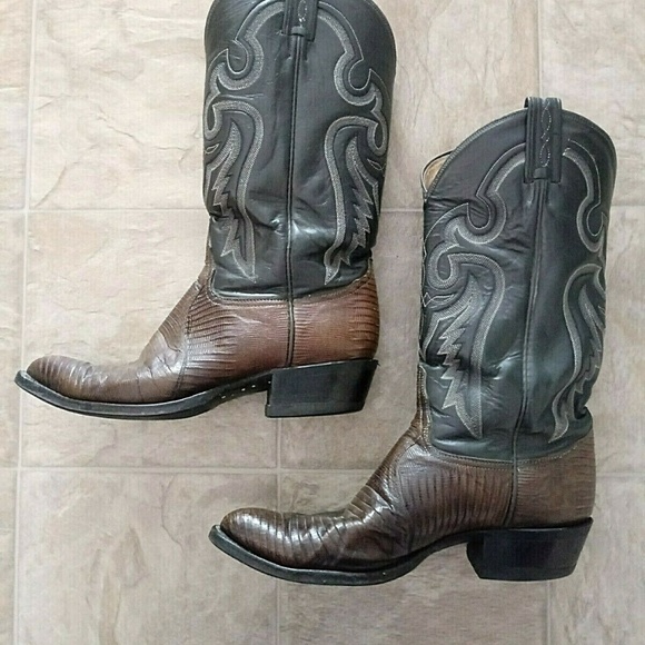 Vintage Tony Lama Lizard Cowboy Boots Size 9.5 D - Picture 2 of 7